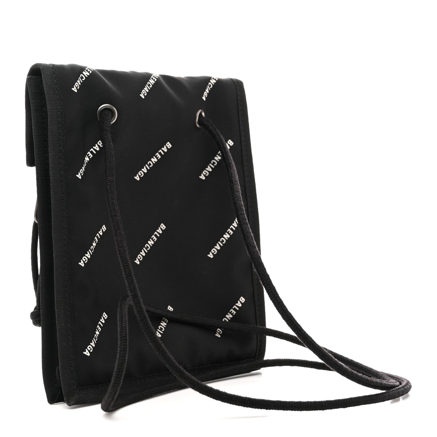 Nylon Allover Logo Small Explorer Crossbody Pouch Black White