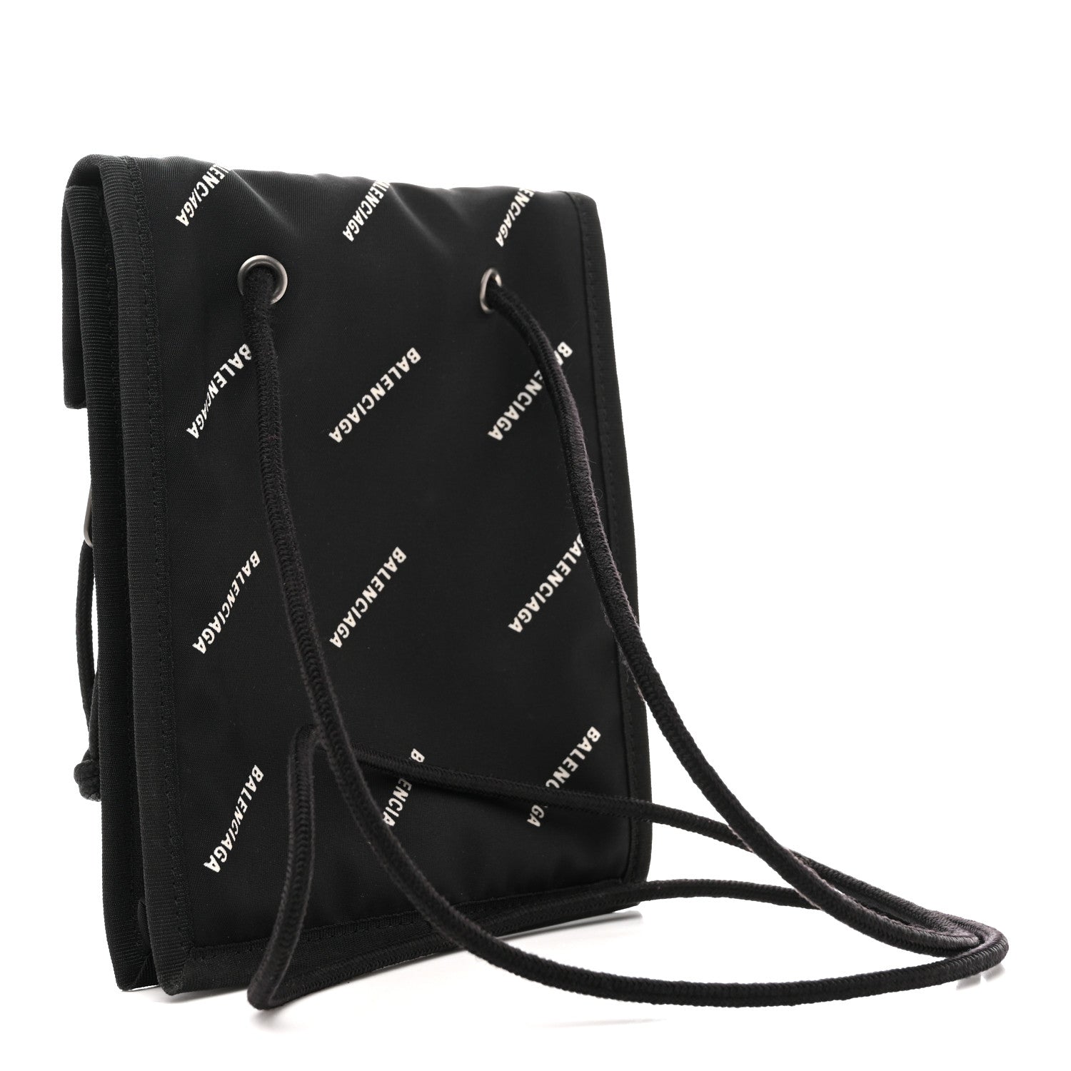 Balenciaga Nylon Allover Logo Small Explorer Crossbody Pouch Black White 3 of 12