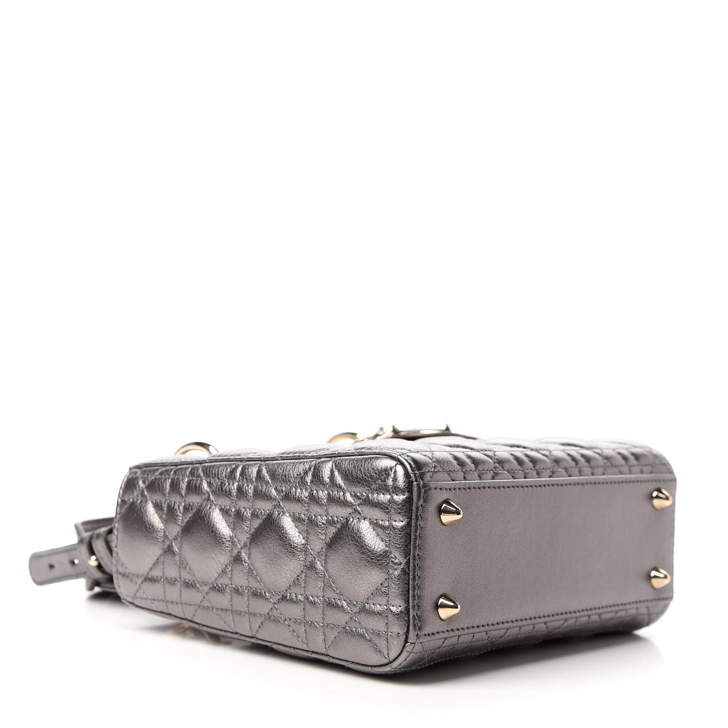 Christian Dior Metallic Grained Calfskin Cannage My ABCDior Lady Dior Gunmetal 4 of 9