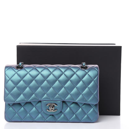 Chanel Metallic Lambskin Quilted Medium Double Flap Turquoise 13 of 13