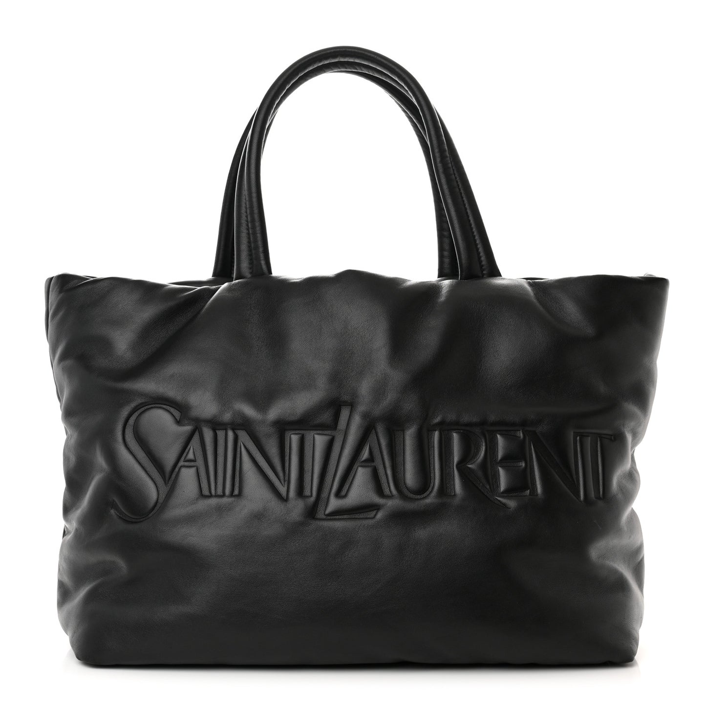 Lambskin Wide Puffer Tote Black