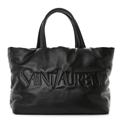 Saint Laurent Lambskin Wide Puffer Tote Black 1 of 13