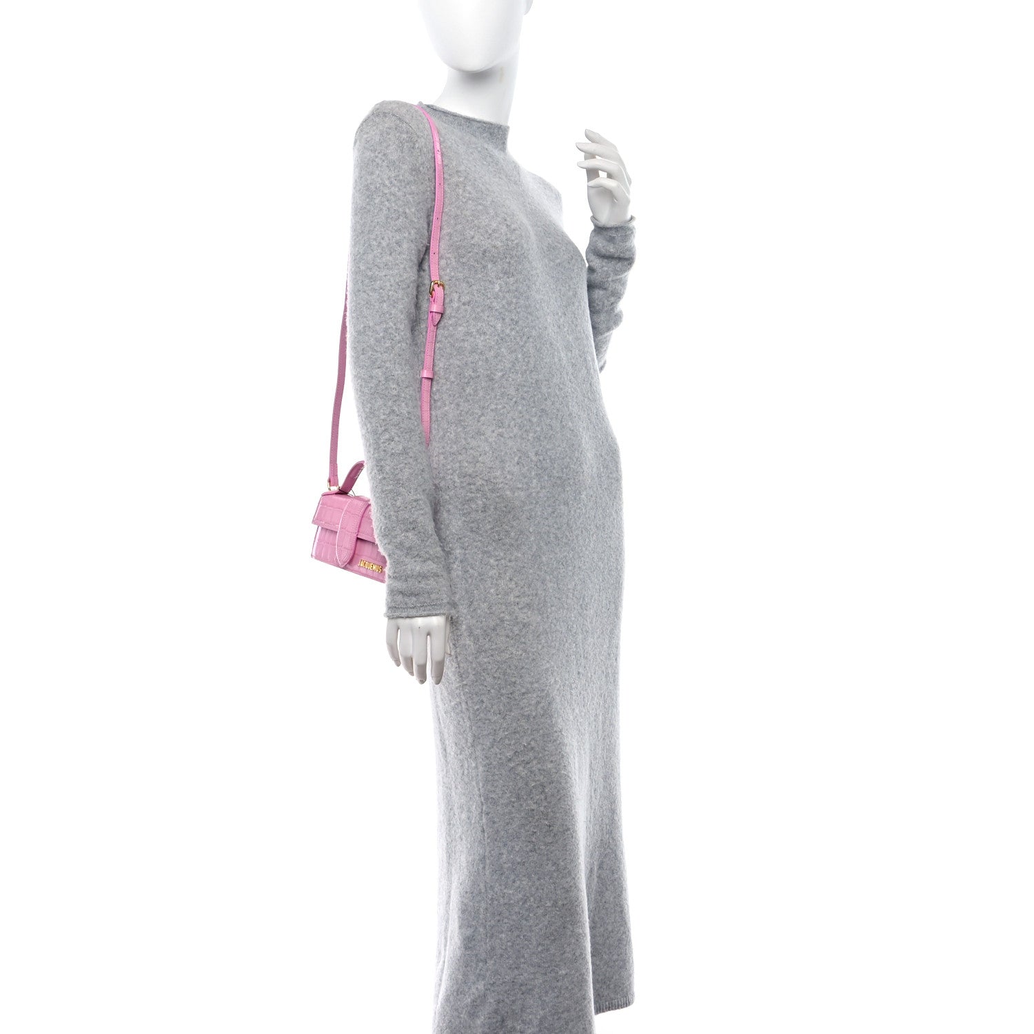 Jacquemus Calfskin Crocodile Embossed Le Bambino Pink 2 of 9