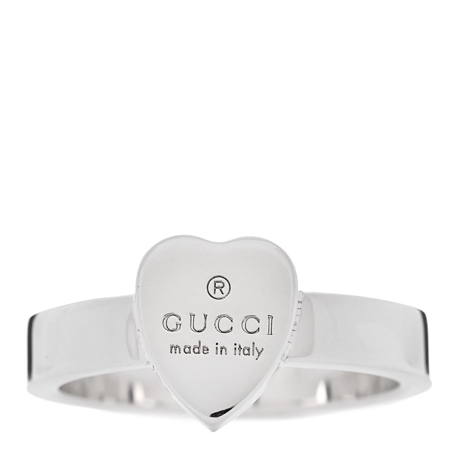 Gucci Sterling Silver Trademark Heart Ring 56 7.75 1 of 7
