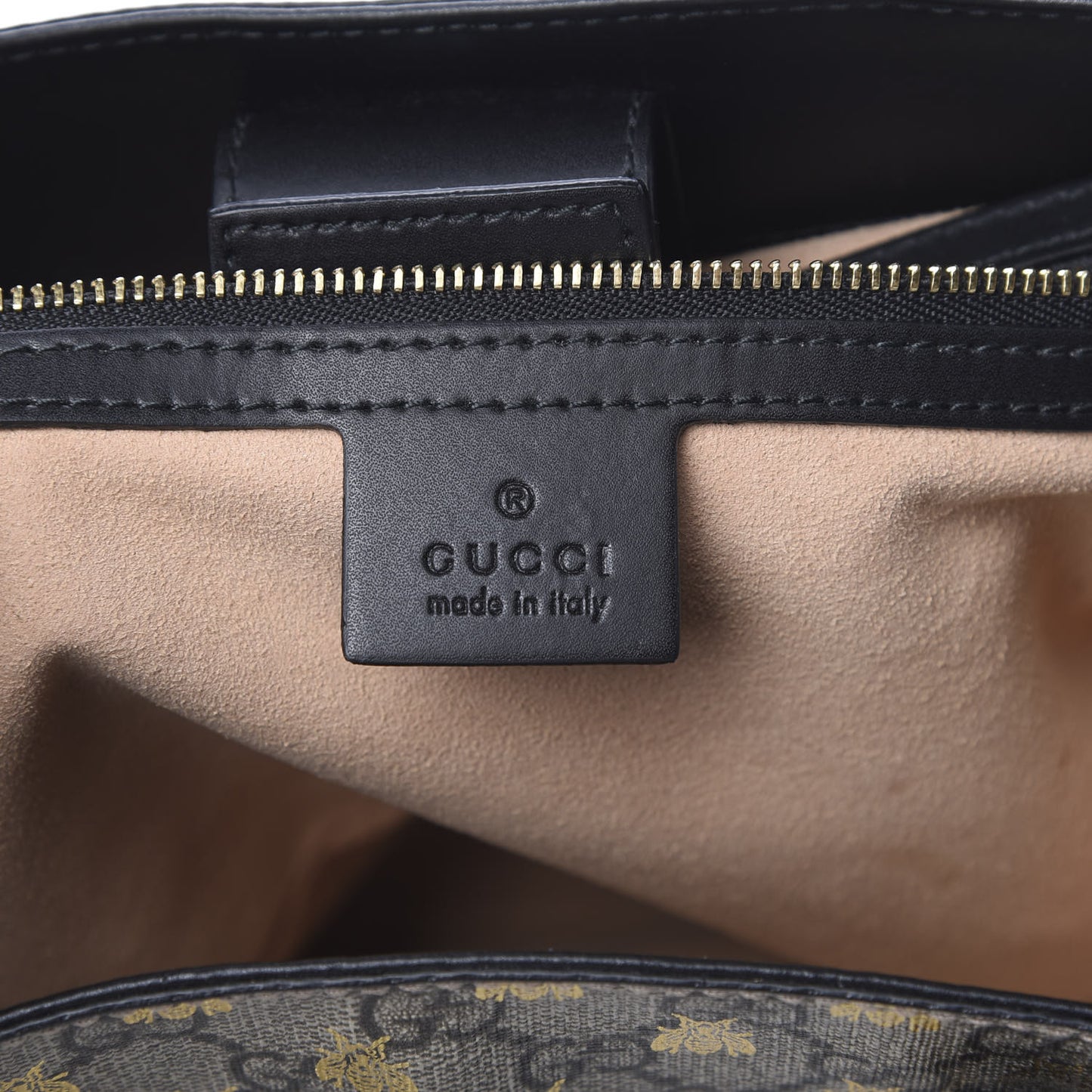 Soft GG Supreme Monogram Bees Small Crossbody Tote Beige Oro Black