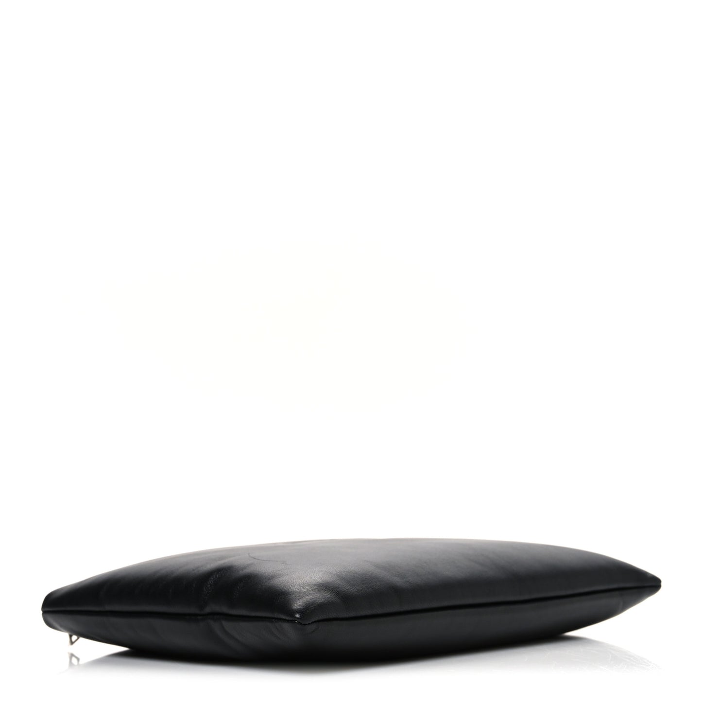 Lambskin Large Puffy Pouch Black