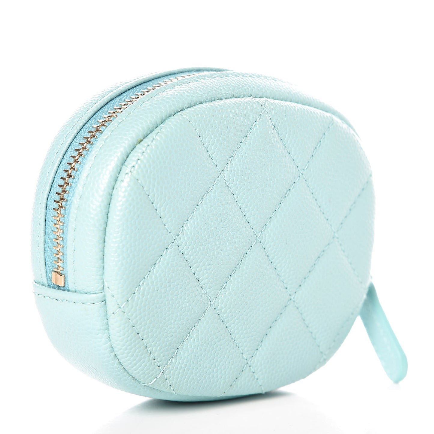 Caviar Quilted Zip Around Classic Coin Purse Light Blue