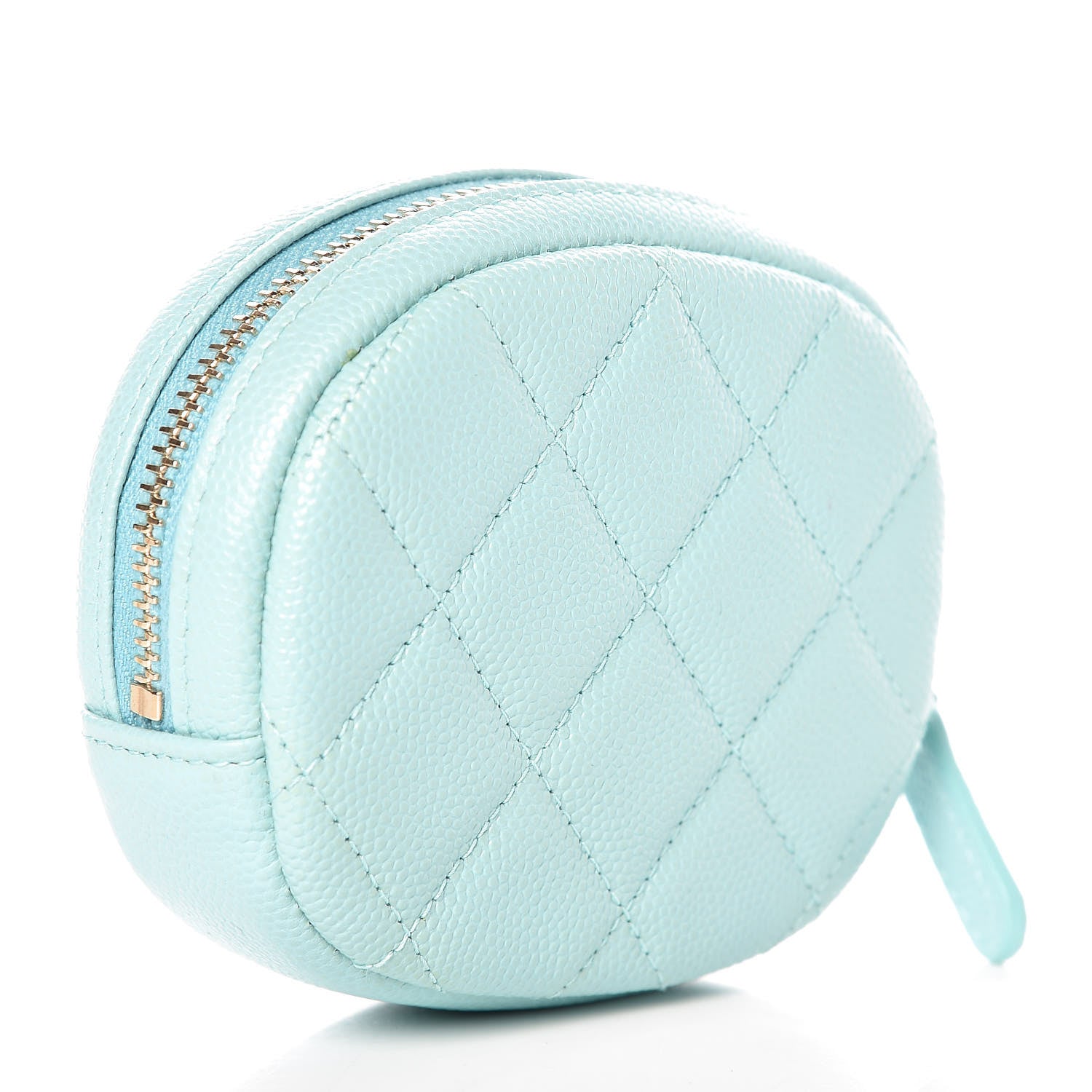 Chanel Caviar Quilted Zip Around Classic Coin Purse Light Blue 3 of 8