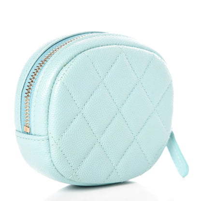 Chanel Caviar Quilted Zip Around Classic Coin Purse Light Blue 3 of 8