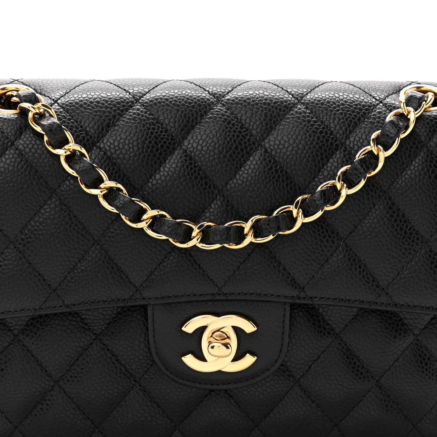 Caviar Quilted Small Double Flap Black