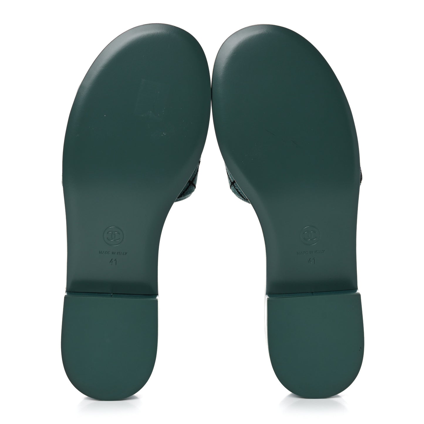 Embroidered Fabric Calfskin Slide Sandal 41 Green
