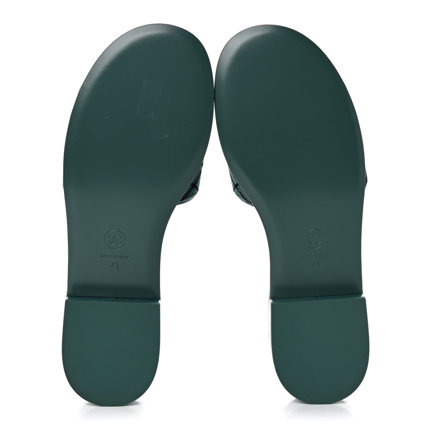 Chanel Embroidered Fabric Calfskin Slide Sandal 41 Green 5 of 10