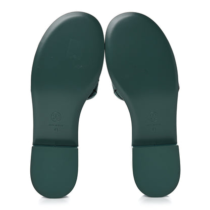 Chanel Embroidered Fabric Calfskin Slide Sandal 41 Green 5 of 10