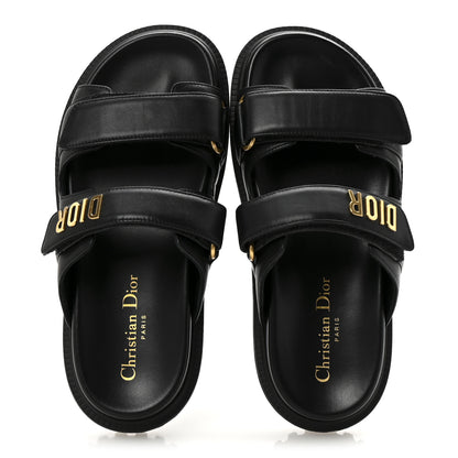 Christian Dior Lambskin Dioract 10mm Slide Sandals 36 Black 2 of 9