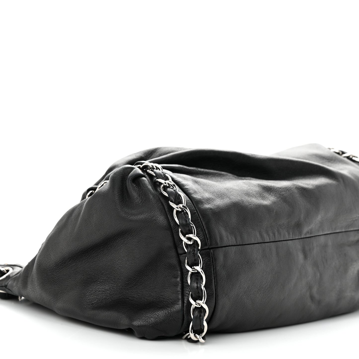 Lambskin Large Sharpei Shoulder Bag Black