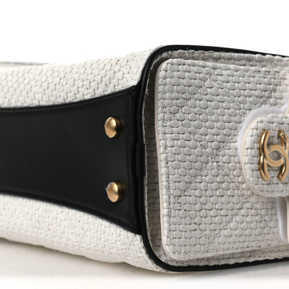 Chanel Braided Raffia Calfskin Mini Chanel 25 Handbag White Black 10 of 13