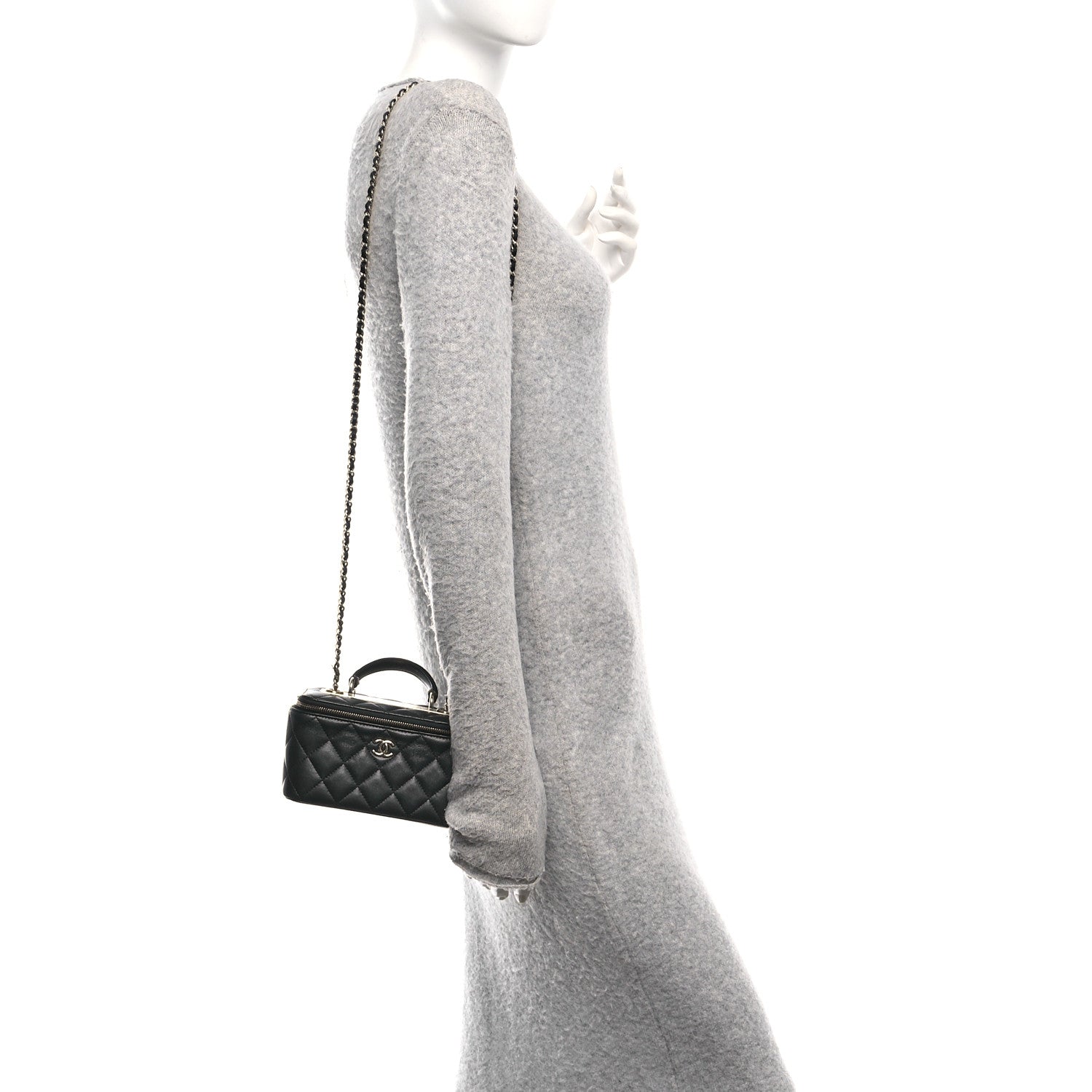 Chanel Lambskin Quilted Trendy Small Top Handle Vanity Case With Chain Black 2 of 10