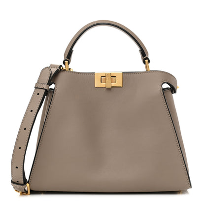 Fendi Vitello Tahiti Burro Medium Peekaboo Iconic Essentially Satchel Tortora Black 1 of 10