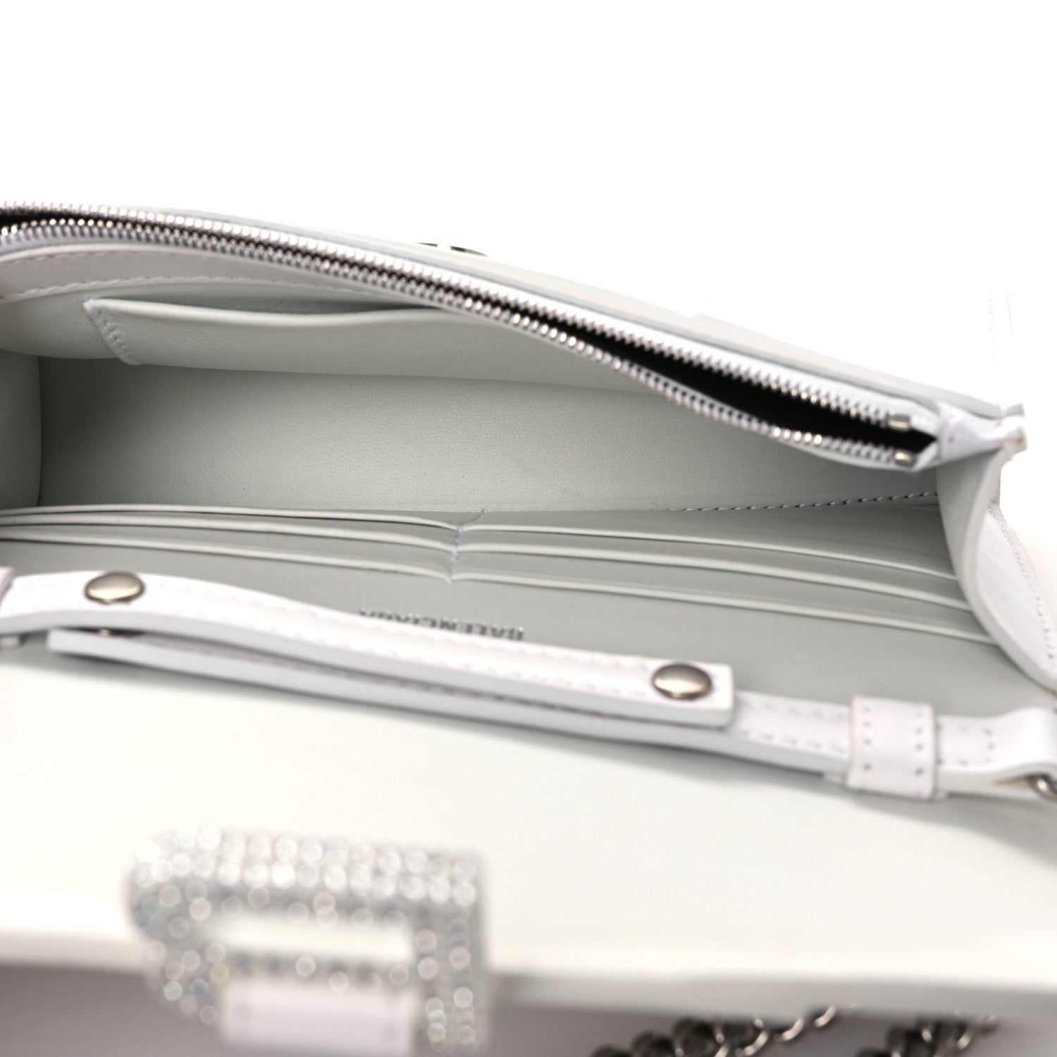 Balenciaga Shiny Box Calfskin Strass Hourglass Chain Bag White 5 of 14