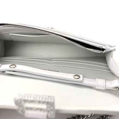 Balenciaga Shiny Box Calfskin Strass Hourglass Chain Bag White 5 of 14