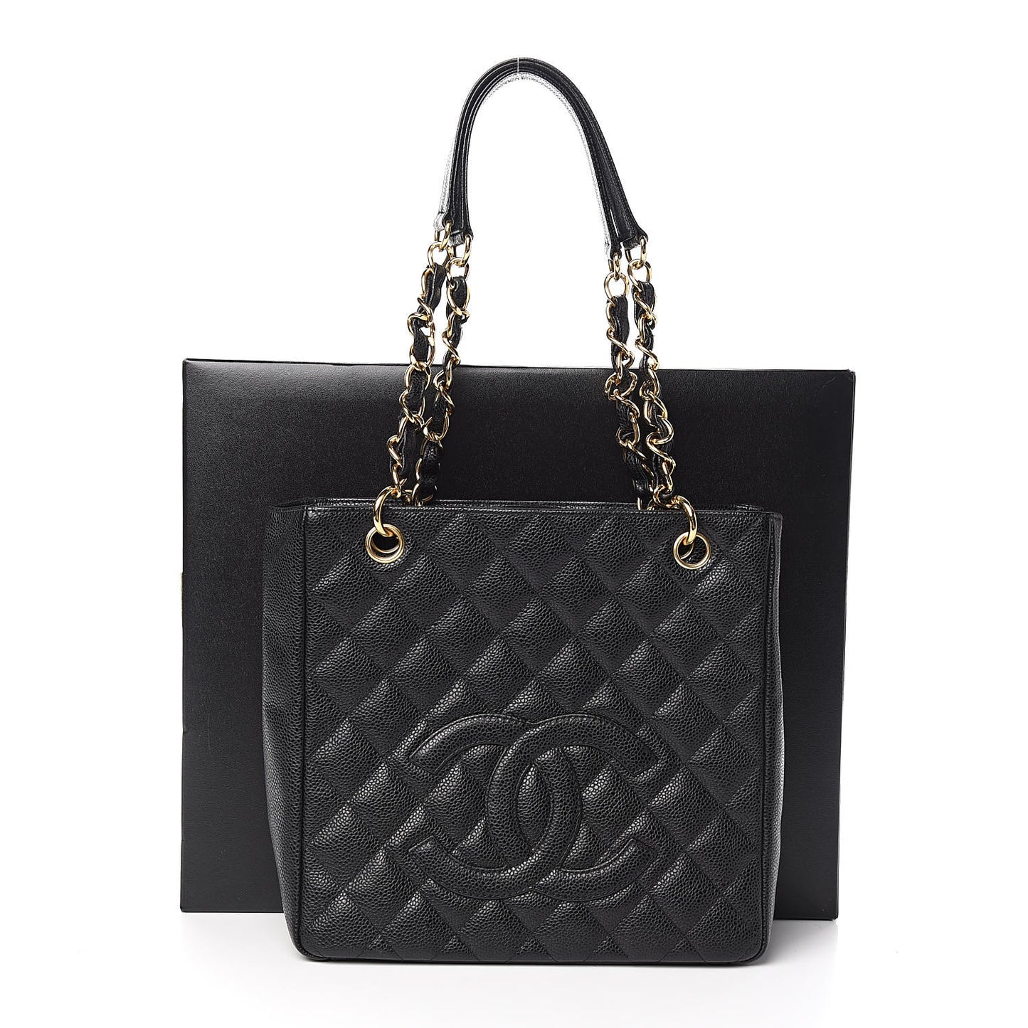 Caviar Quilted Petit Shopping Tote PST Black