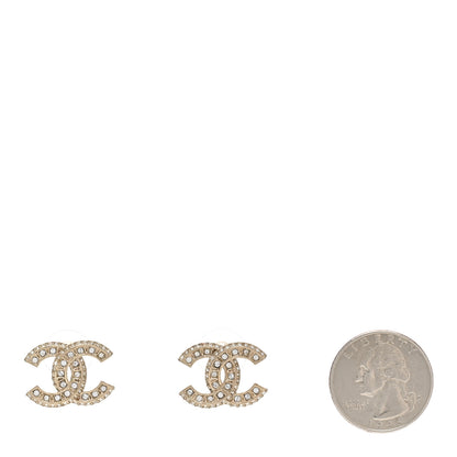 Chanel Crystal Timeless CC Earrings Light Gold 2 of 5