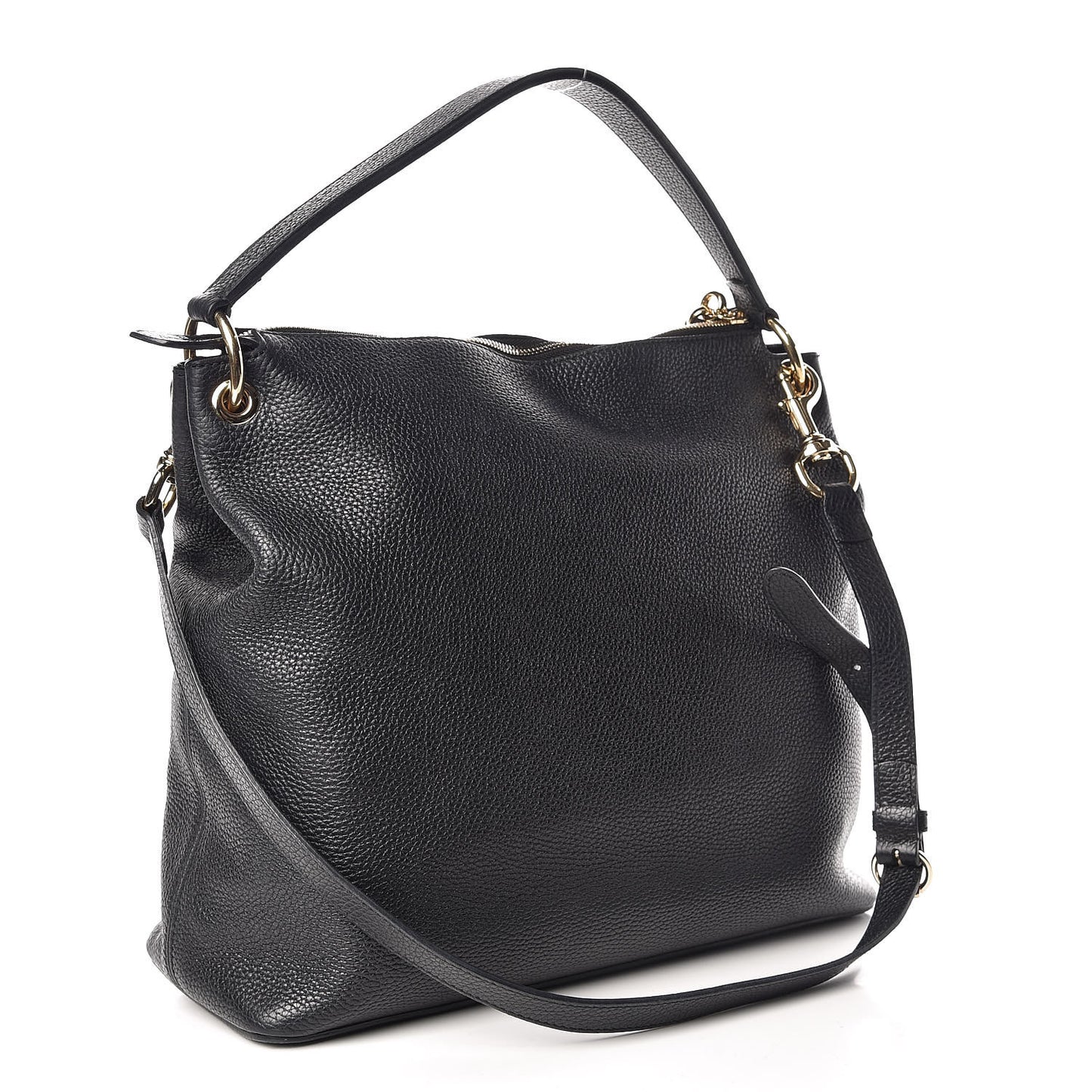 Pebbled Calfskin Large Soho Hobo Black