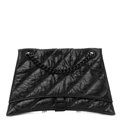 Balenciaga Crushed Calfskin Quilted Matte Black Hardware Medium Crush Chain Bag Black 1 of 9