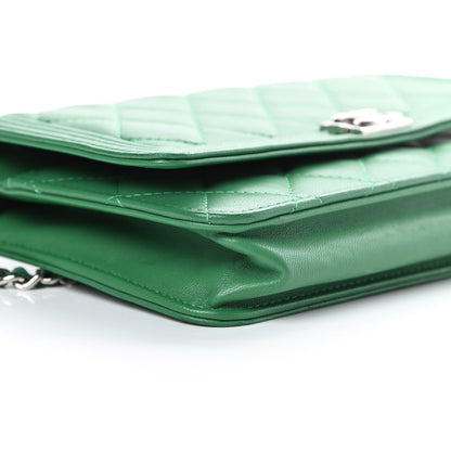 Chanel Lambskin Quilted Boy Wallet On Chain WOC Green 10 of 15