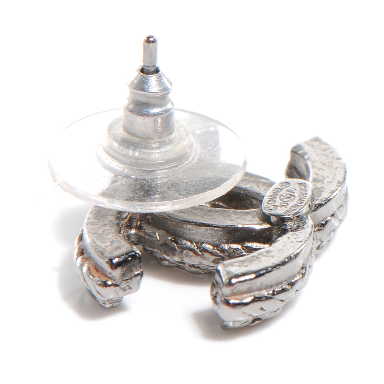Chanel CC Logo Earrings Silver 3 of 5