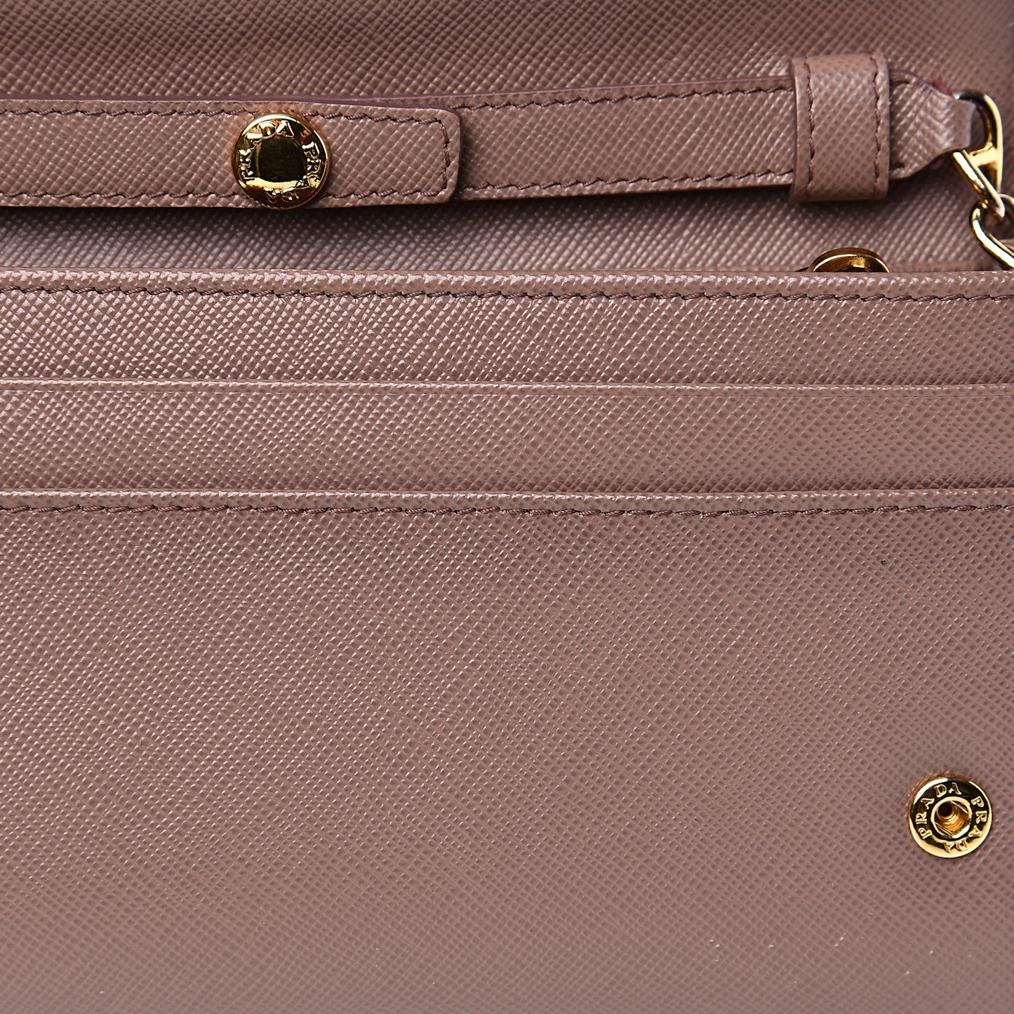 Saffiano Metal Oro Chain Wallet Dark Rose