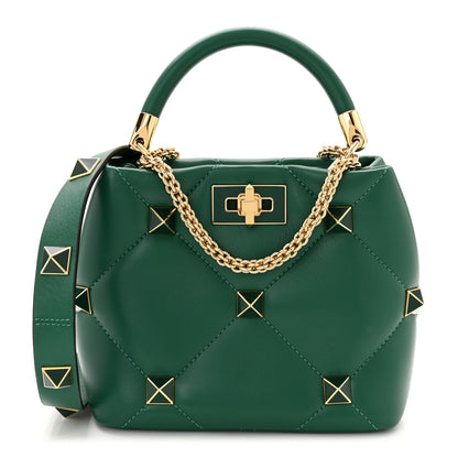 Valentino Garavani Nappa Enamel Small Roman Stud The Handle Bag Jungle 1 of 9