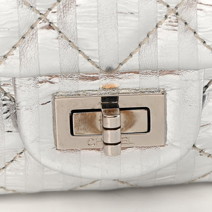 Chanel Metallic Striped Calfskin 2.55 Reissue 226 Flap Silver Silver 13 of 13