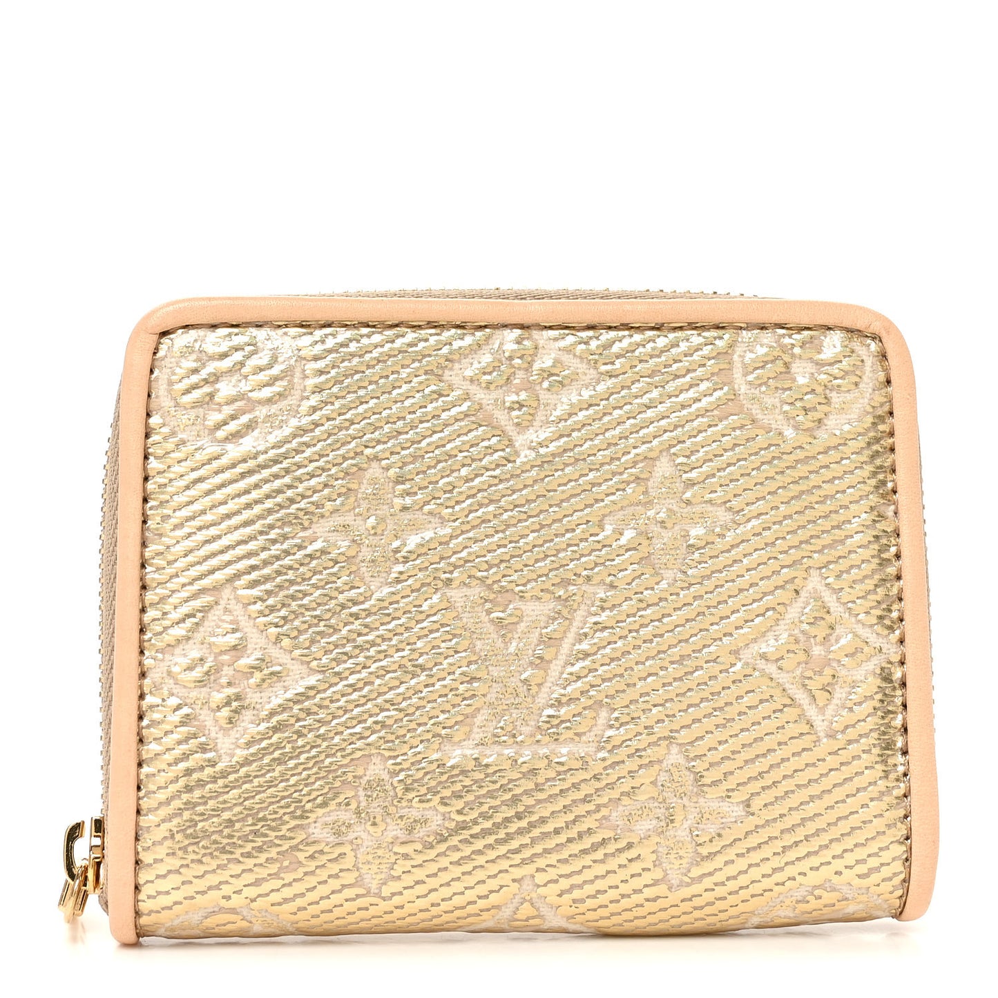 Hollographic Monoglam Zippy Coin Purse Wallet Beige