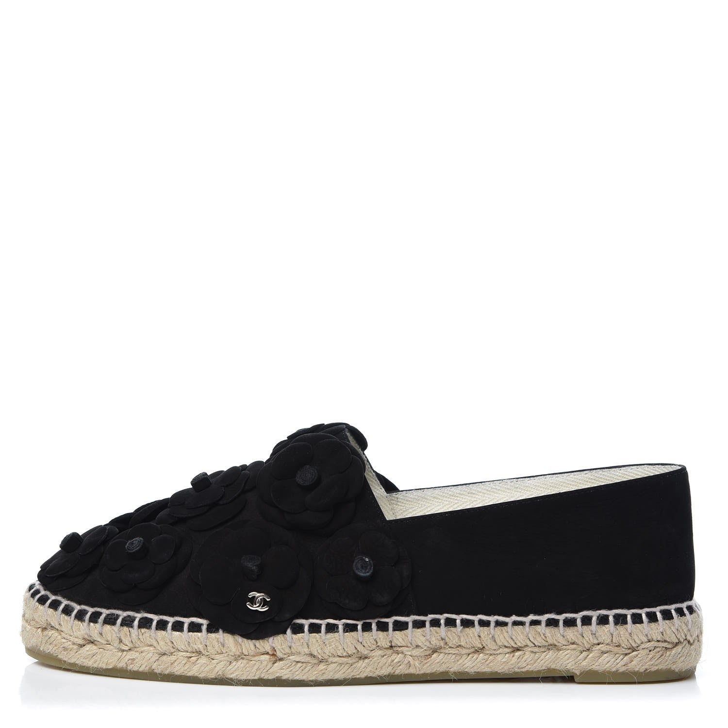 Chanel Suede Camellia CC Espadrilles 42 Black 1 of 9