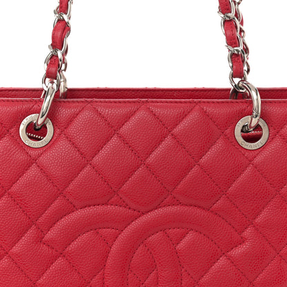 Chanel Caviar Quilted Grand Shopping Tote GST Red 9 of 17