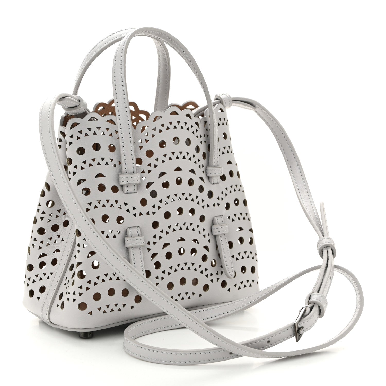 Alaia Calfskin Vienne Wave Mina 16 Bag Gris Perle 3 of 9