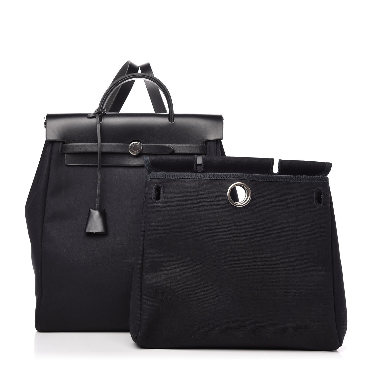 Hermes Toile Vache Calfskin Herbag 30 PM Backpack Black 1 of 10