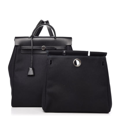 Hermes Toile Vache Calfskin Herbag 30 PM Backpack Black 1 of 10
