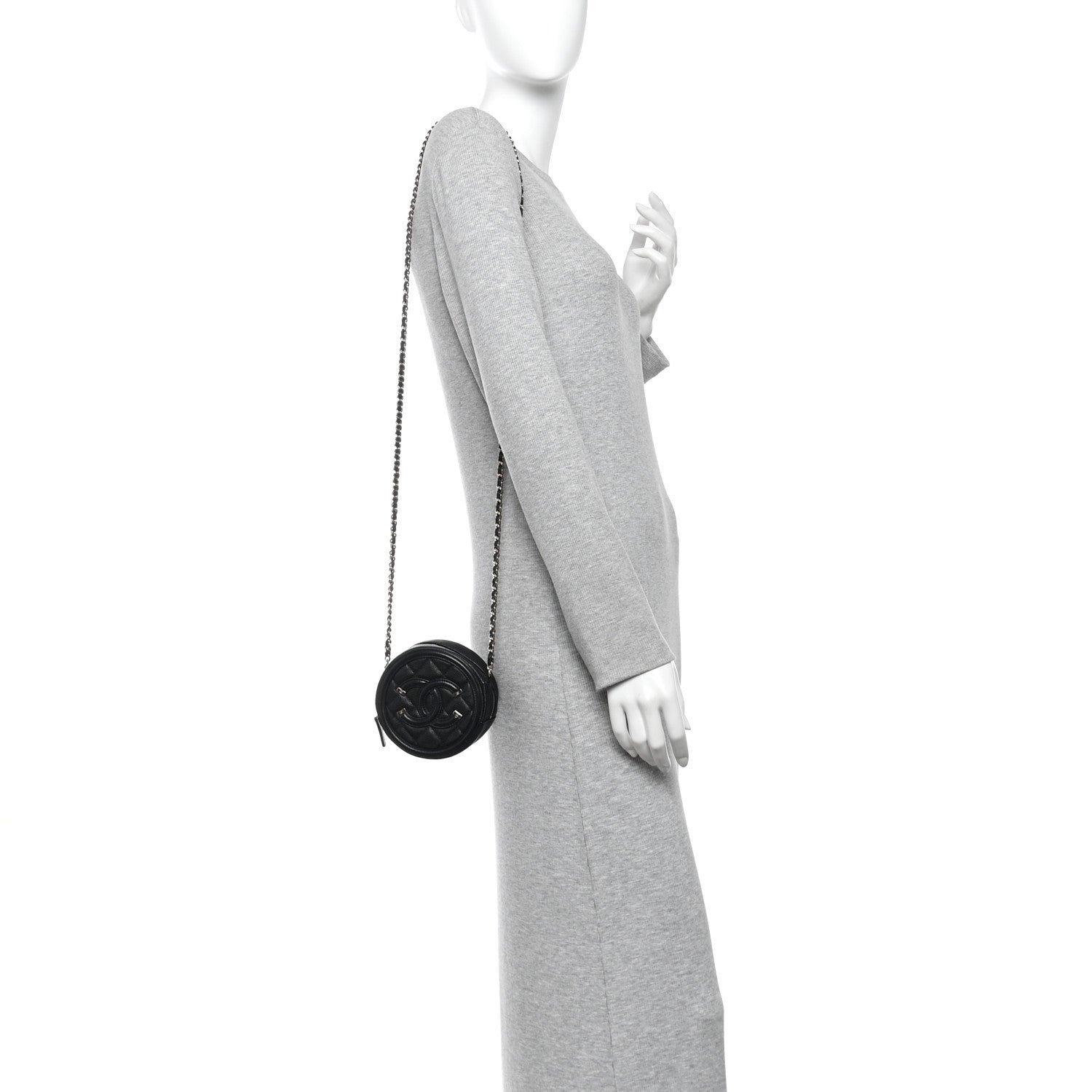 Chanel Caviar Quilted Round Filigree Crossbody Black 2 of 13