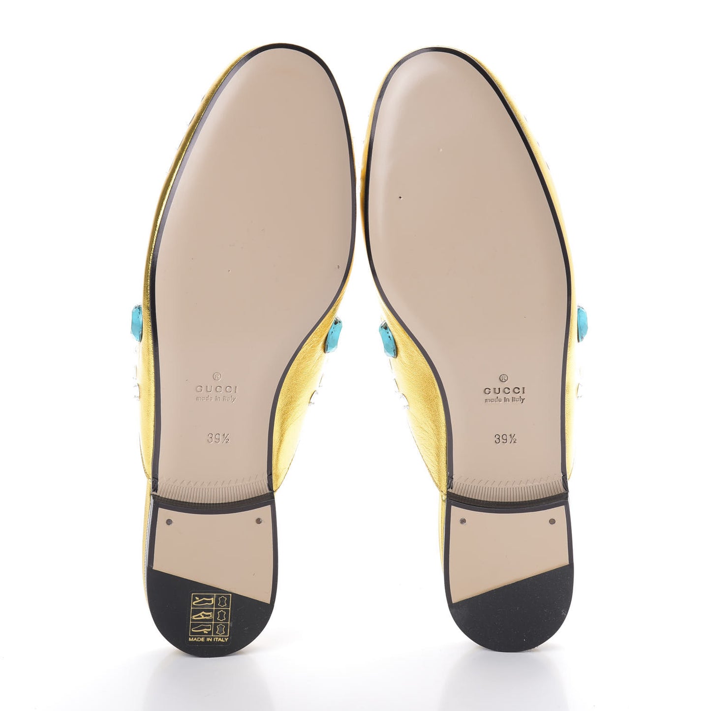 Metallic Nappa Crystal Womens Princetown Slippers 39.5 Gold