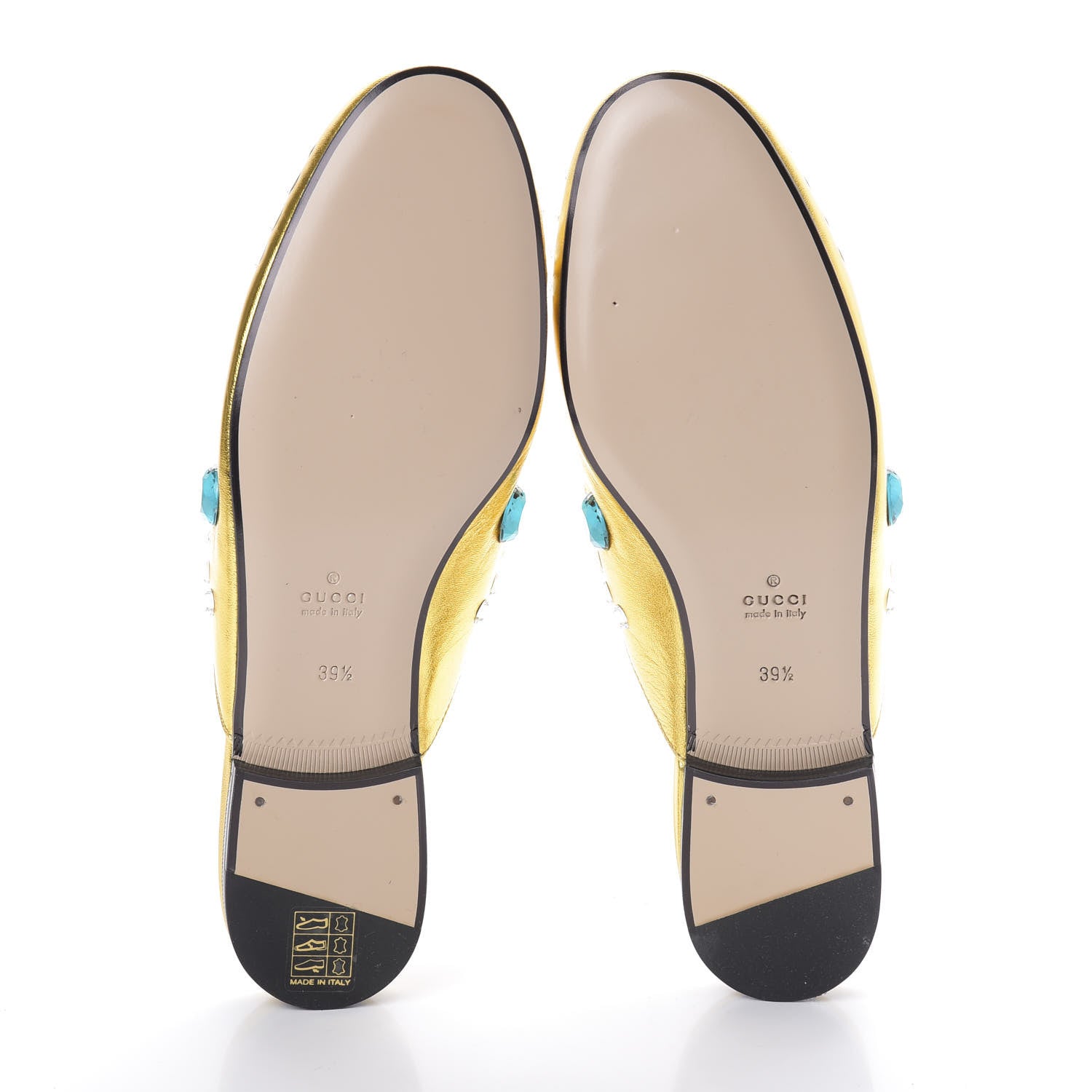 Gucci Metallic Nappa Crystal Womens Princetown Slippers 39.5 Gold 7 of 7