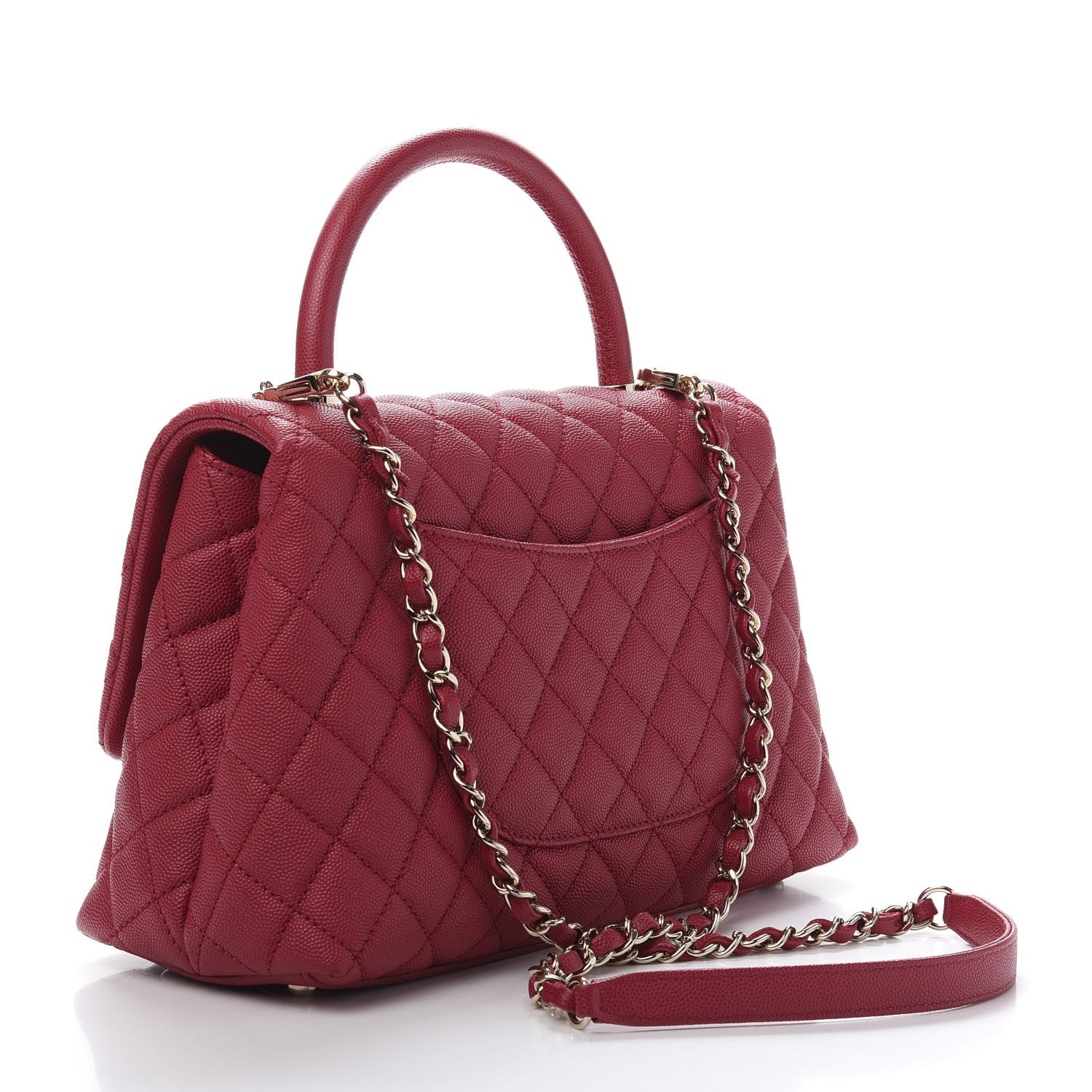Chanel Caviar Quilted Small Coco Handle Flap Dark Pink 3 of 12
