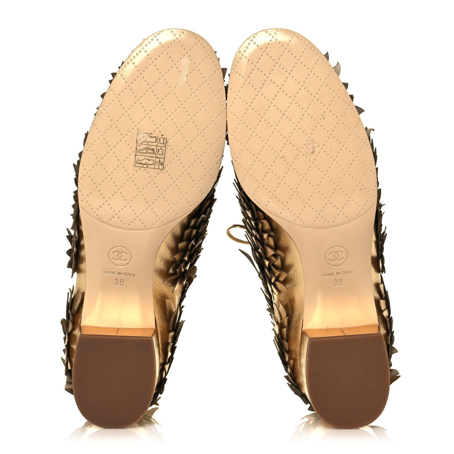 Chanel Lambskin Lace Up Oxfords 39 Gold 5 of 10