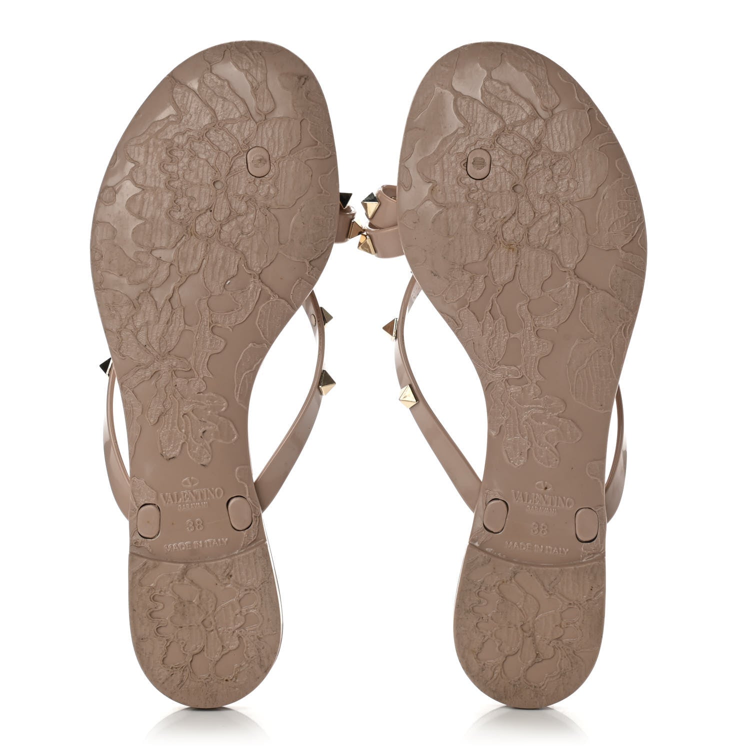 Valentino Garavani PVC Jelly Rockstud Bow Thong Sandals 38 Poudre 5 of 8