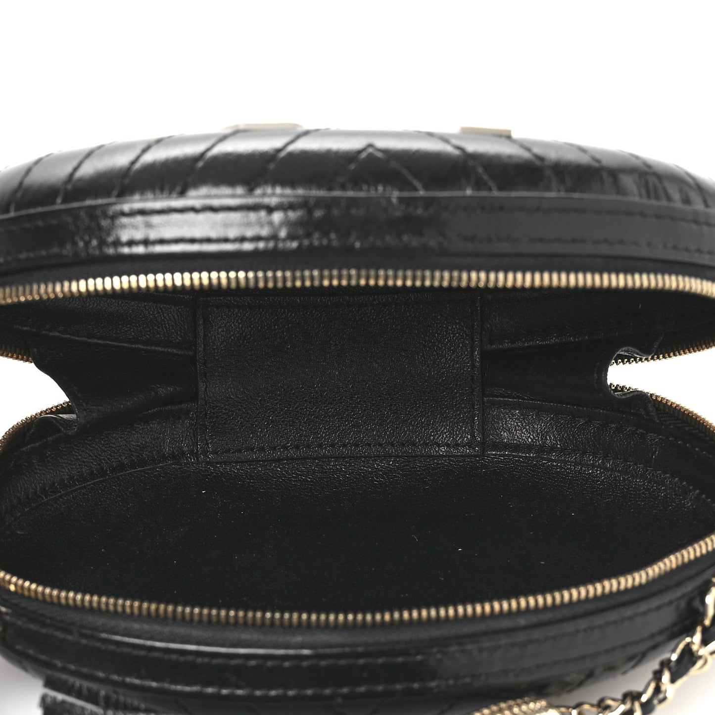 Lambskin Embroidered Chevron Quilted La Pausa Tassel Clutch Black