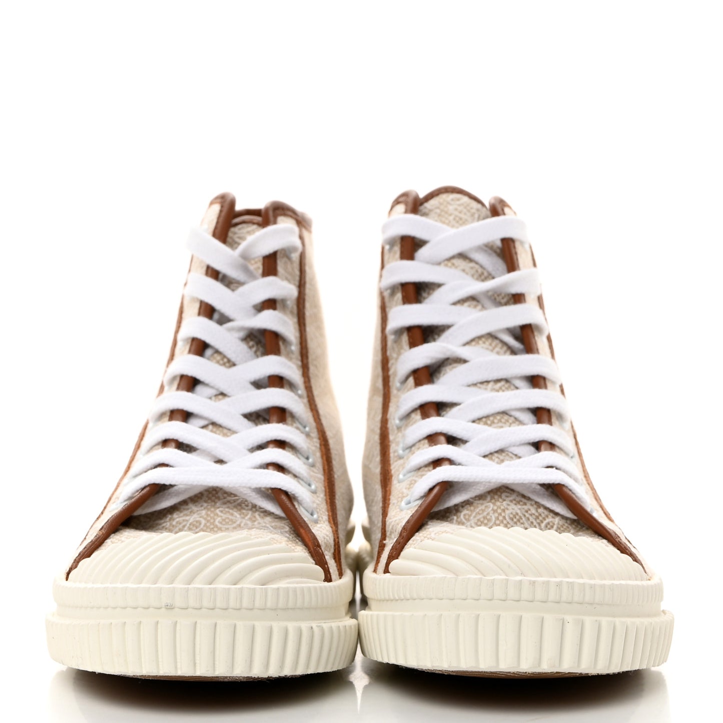 Jacquard Anagram Calfskin High Top Sneakers 38 Natural White