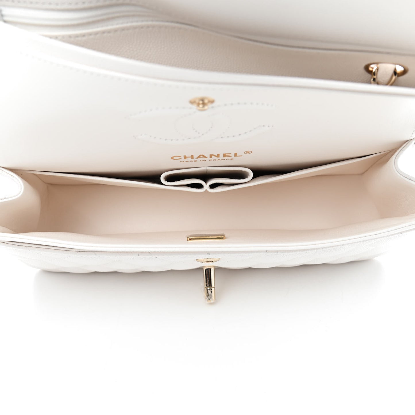 Caviar Quilted Small Double Flap White