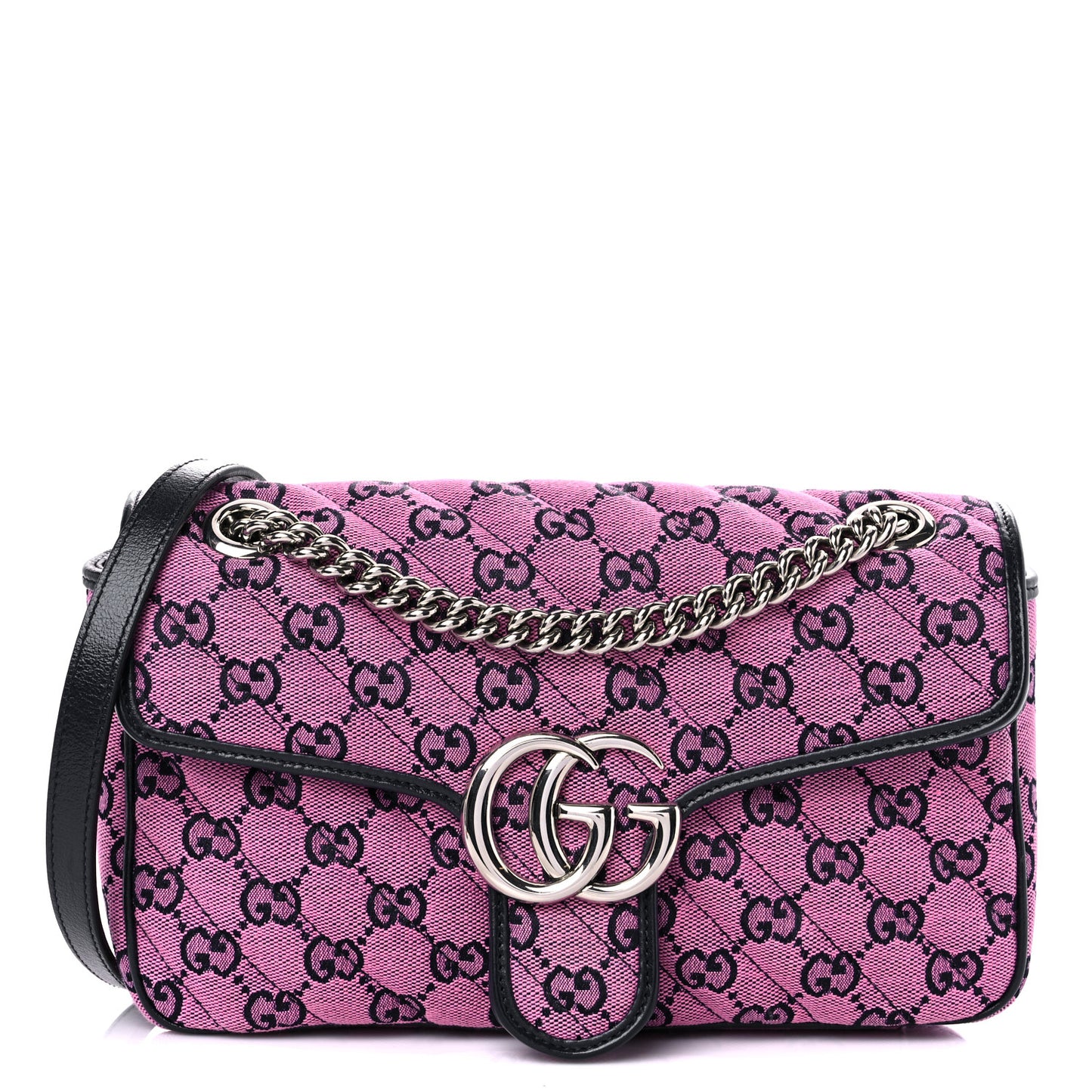 Monogram Multicolor Matelasse Diagonal Small GG Marmont Shoulder Bag Pink Blue