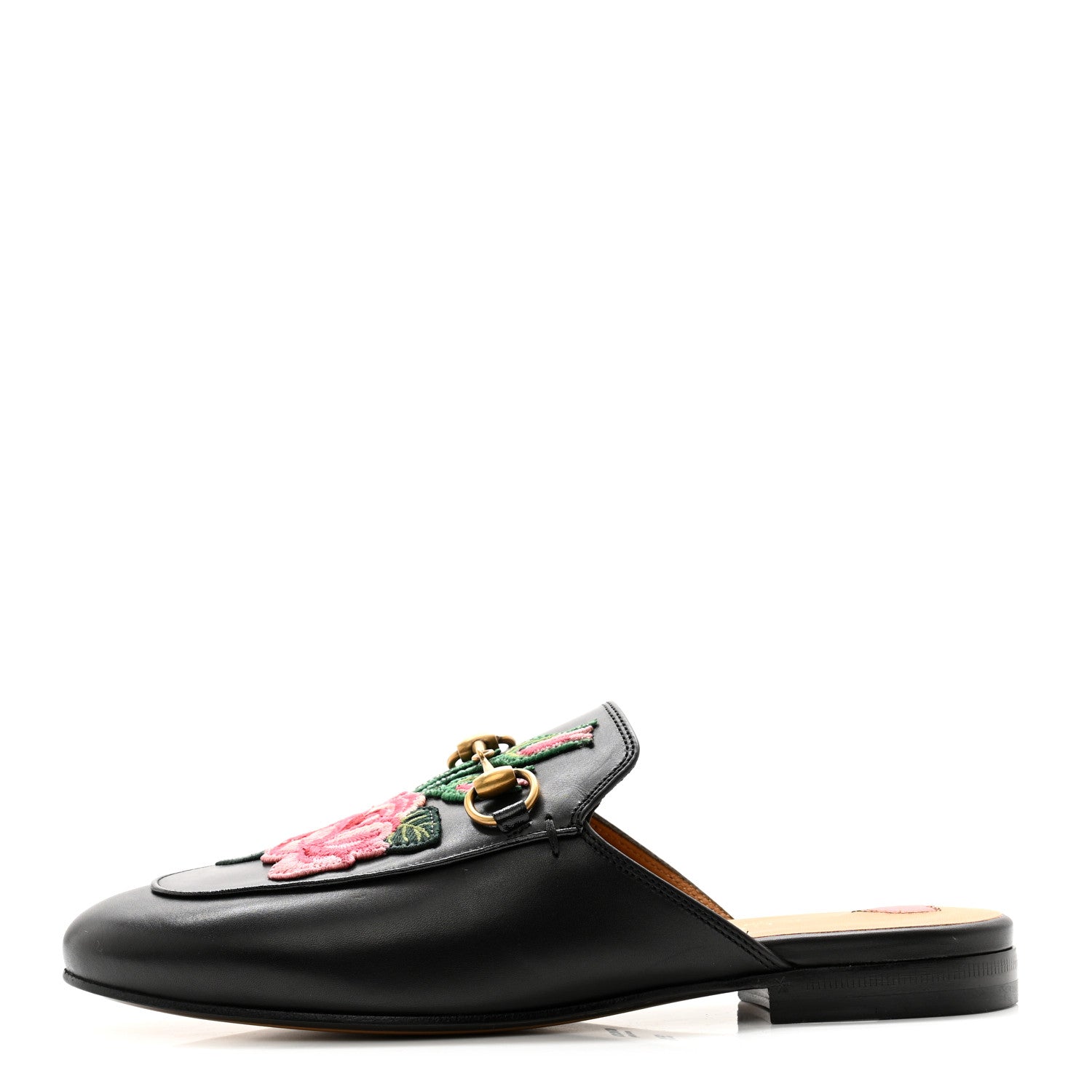 Gucci Calfskin Flower Embroidered Princetown Slippers 35.5 Black 1 of 10